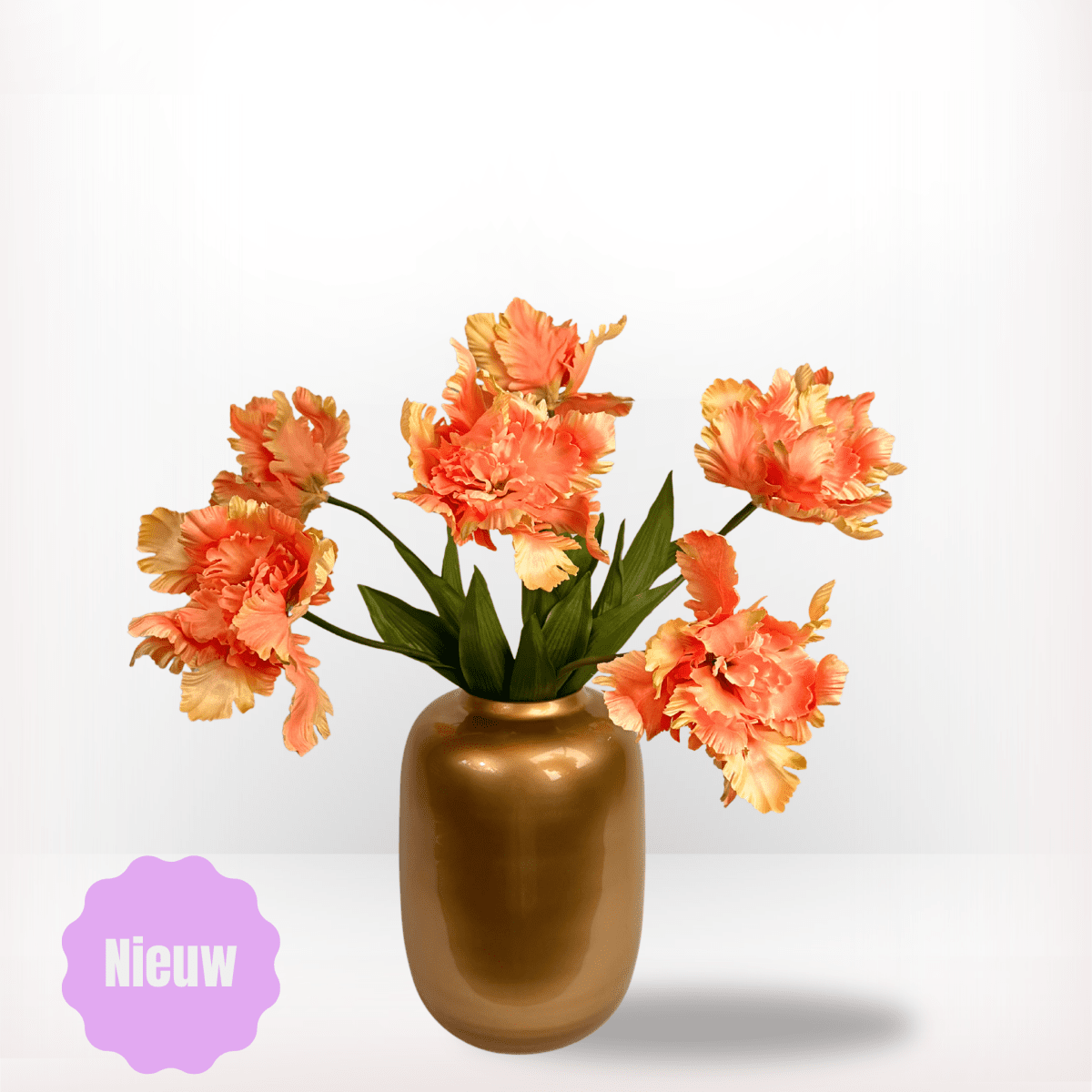 Kunsttulpen papagaai 7 stuks oranje